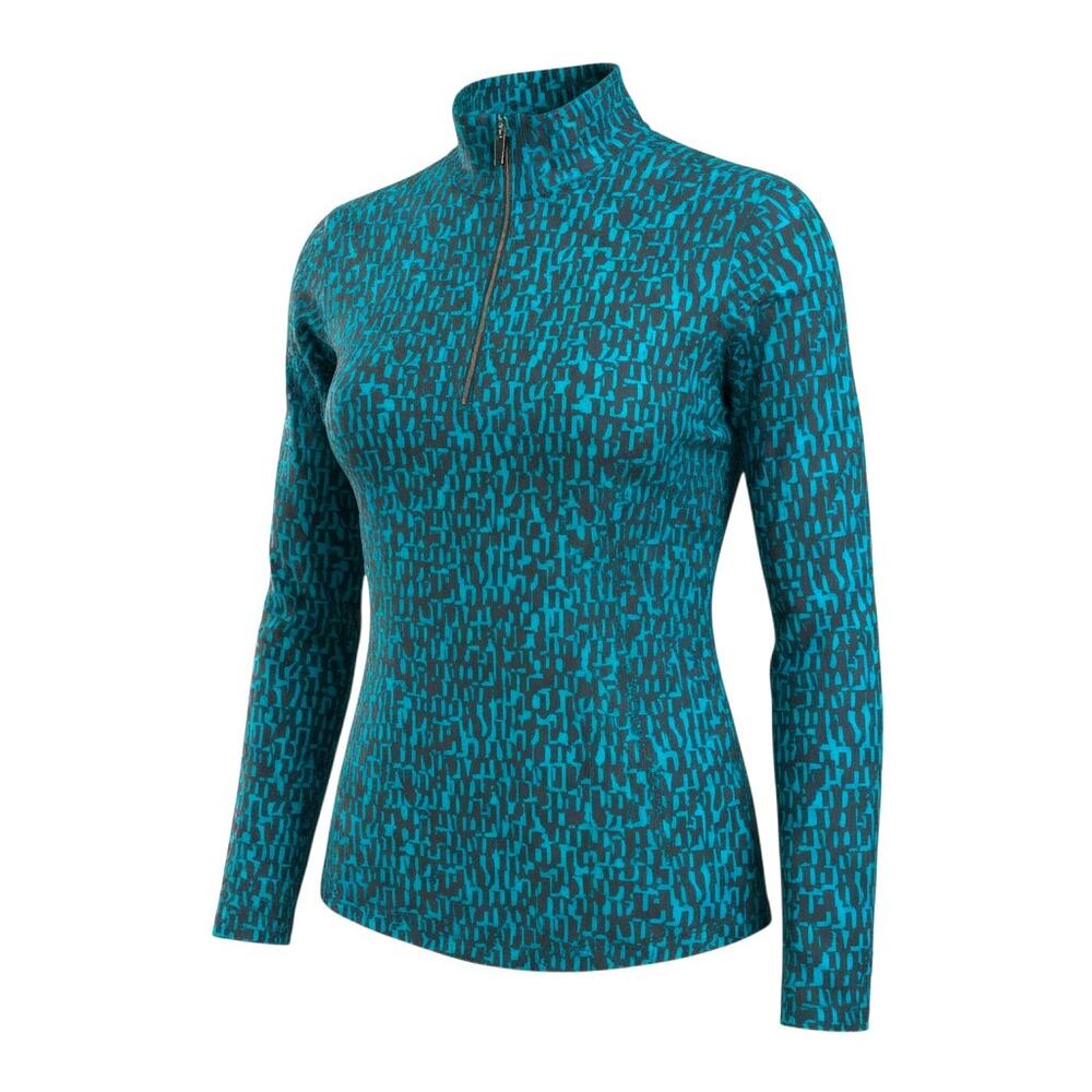Chico's Zenergy Women's Size 0/S Teal Black Half-Zip Golf Athletic Pullover Top
